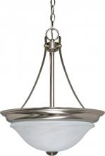  60/590 - 3-Light Hanging Dome Pendant Light Fixture (Close-to-Ceiling Conversion Kit Included) in Brushed