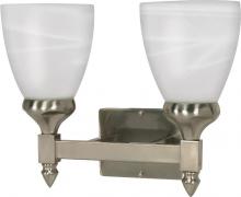  60/592 - 2-Light Vanity Fixture in Brushed Nickel Finish with Alabaster Glass
