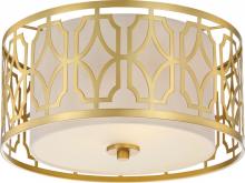  60/5931 - Filigree - 2 Light Flushwith Beige Linen Shade - Natural Brass Finish