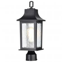  60/5957 - Stillwell Collection Outdoor 17 inch Post Light Pole Lantern; Matte Black with Clear Water Glass
