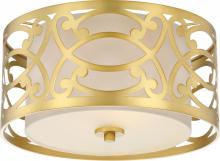  60/5961 - Filigree - 2 Light Flushwith Beige Linen Shade - Natural Brass Finish