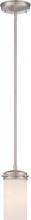  60/615 - Polaris - 1 Light Mini Pendant with Satin Frosted Glass Shade - Brushed Nickel