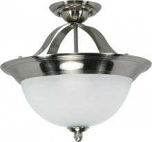  60/620 - 3-Light Dome Semi Flush Ceiling Light Fixture in Smoked Nickel Finish with Satin Frosted Glass
