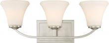  60/6203 - Fawn - 3 Light Vanity with Satin White Glass - Brushed Nickel Finish