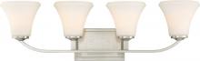  60/6204 - Fawn - 4 Light Vanity with Satin White Glass - Brushed Nickel Finish