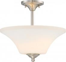  60/6212 - Fawn - 2 Semi Flush with Satin White Glass - Brushed Nickel Finish