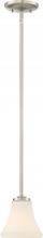  60/6213 - Fawn - 1 Light Mini Pendant with Satin White Glass - Brushed Nickel Finish