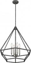  60/6261 - Orin - 4 Light Large Pendant - Iron Black Finish with Brushed Nickel Accents