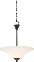  60/6307 - Fawn - 2 Light Pendant with Satin White Glass - Mahogany Bronze Finish