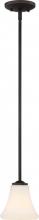  60/6313 - Fawn - 1 Light Mini Pendant with Satin White Glass - Mahogany Bronze Finish