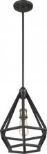  60/6363 - Orin - 1 Light Small Pendant - Aged Bronze Finish with Vinatage Brass Accents