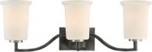  60/6373 - Chester - 3 Light Vanity with White Glass - Iron Black with Brushed Nickel Accents