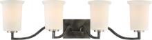  60/6374 - Chester - 4 Light Vanity with White Glass - Iron Black with Brushed Nickel Accents