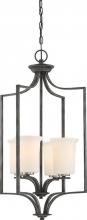  60/6376 - Chester - 4 Light Foyer with White Glass - Iron Black with Brushed Nickel Accents