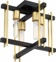 60/6523 - Marion - 4 Light Flush Mount - Aged Bonze Finish with Natural Brass Accents