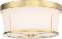  60/6537 - Serene - 2 Light Flush Mount with Satin White Glass - Natural Brass Finish