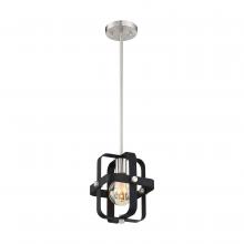  60/6621 - Prana - 1 Light Mini Pendant - Matte Black Finish with Brushed Nickel Accents