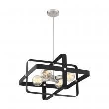  60/6622 - Prana - 4 Light Pendant -Matte Black Finish with Brushed Nickel Accents