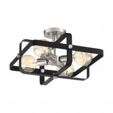  60/6624 - Prana - 4 Light Flush - Matte Black Finish with Brushed Nickel Accent