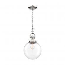  60/6672 - Skyloft -1 Light Pendant - with Clear Glass - Polished Nickel Finish