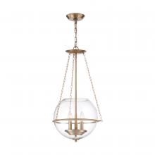 60/6942 - Odyssey - 3 Light Pendant - with Clear Glass - Vintage Brass Finish