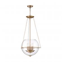  60/6943 - Odyssey - 4 Light Pendant - with Clear Glass - Vintage Brass Finish