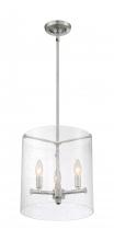  60/7187 - Bransel - 3 Light Pendant with Seeded Glass - Brushed Nickel Finish