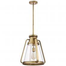  60/7563 - Everett; 1 Light; 14 Inch Pendant; Natural Brass with Clear Glass