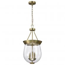  60/7801 - Boliver 3 Light Pendant; 11 Inches; Vintage Brass Finish; Clear Seeded Glass