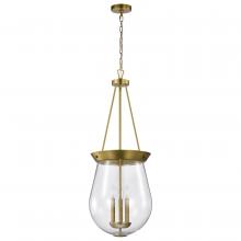  60/7804 - Boliver 3 Light Pendant; 14 Inches; Vintage Brass Finish; Clear Seeded Glass
