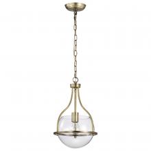  60/7815 - Amado 1 Light Pendant; 10 Inches; Vintage Brass Finish; Clear Glass