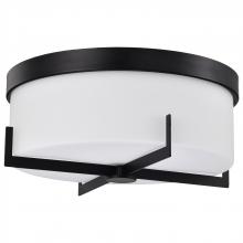 60/8054 - Roselle; 15 Inch Flush Mount; Matte Black with White Glass