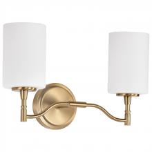  60/8202 - Liam; 2 Light Vanity; Burnished Brass; White Opal Glass