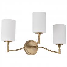  60/8203 - Liam; 3 Light Vanity; Burnished Brass; White Opal Glass