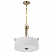  60/8204 - Liam; 3 Light Pendant; Burnished Brass; White Opal Glass