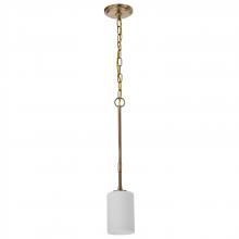  60/8205 - Liam; 1 Light Mini Pendant; Burnished Brass; White Opal Glass