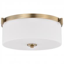  60/8207 - Liam; 3 Light Flush Mount; Burnished Brass; White Opal Glass