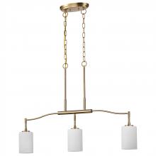 60/8208 - Liam; 3 Light Island Pendant; Burnished Brass; White Opal Glass