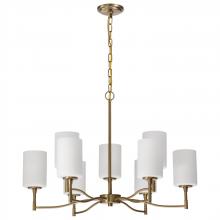  60/8209 - Liam; 9 Light Chandelier; Burnished Brass; White Opal Glass