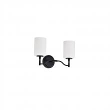  60/8212 - Liam; 2 Light Vanity; Matte Black; White Opal Glass