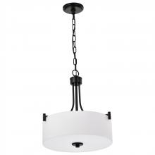  60/8214 - Liam; 3 Light Pendant; Matte Black; White Opal Glass