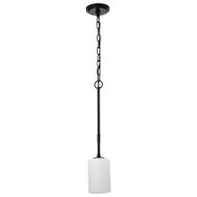  60/8215 - Liam; 1 Light Mini Pendant; Matte Black; White Opal Glass