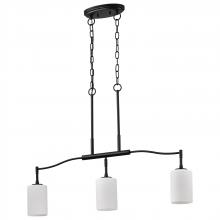  60/8218 - Liam; 3 Light Island Pendant; Matte Black; White Opal Glass