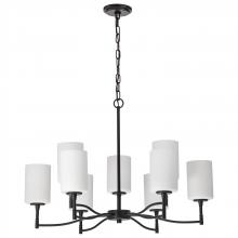  60/8219 - Liam; 9 Light Chandelier; Matte Black; White Opal Glass