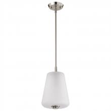  60/8227 - Lune; Mini Pendant; Brushed Nickel Finish; Etched White Glass