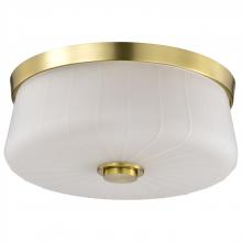  60/8230 - Lune; 3 Light Flush Mount; Vintage Brass Finish; Etched White Glass