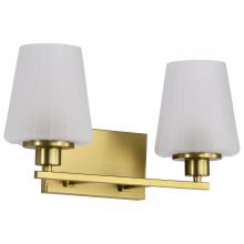  60/8232 - Lune; 2 Light Vanity; Vintage Brass Finish; Etched White Glass