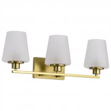  60/8233 - Lune; 3 Light Vanity; Vintage Brass Finish; Etched White Glass