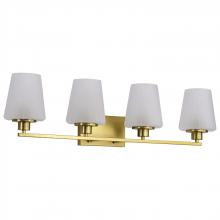  60/8234 - Lune; 4 Light Vanity; Vintage Brass Finish; Etched White Glass