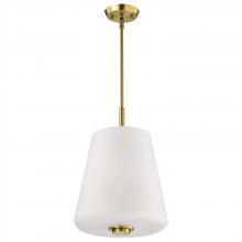  60/8238 - Lune; 3 Light Pendant; Vintage Brass Finish; Etched White Glass